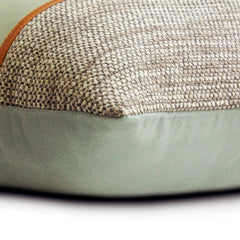 Mint Fresh - Mint Green & Grey Jute & Faux Leather Throw Pillow Cover