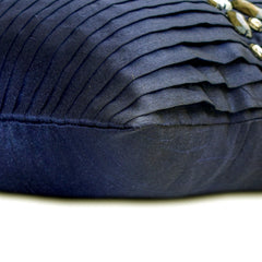 Crystal Dreams Navy - Navy Blue Silk Lumbar Pillow Cover