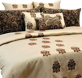 Paisley Love - Beige, Brown Cotton Duvet Cover Set