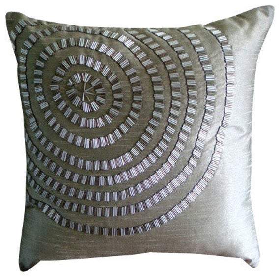 Staying Centered - White Art Silk Decorative Euro Sham