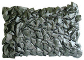 Satin Grey Rectangular Decorative Pillows Cover Vintage Gray Ruffles
