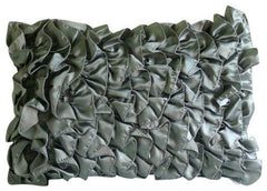 Satin Grey Rectangular Decorative Pillows Cover Vintage Gray Ruffles