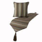 Velvet Beige Chevron Modern Bed Runner with Cushion Cover-Chevron Fun