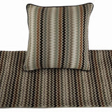 Chevron Fun - Embroidered Beige, Brown Decorative Bed Runner and Cushion Cover