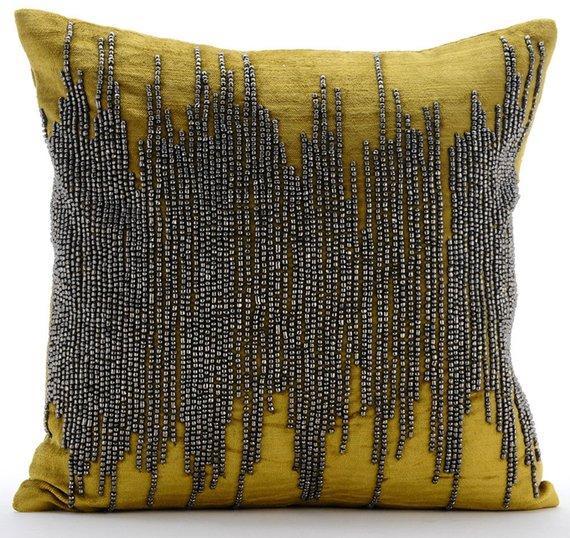 Gold Spill - Gold Velvet Throw Pillow Cover