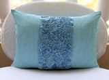 Blue Love - Art Silk Blue Decorative Lumbar Pillow Cover