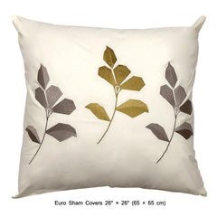 Abstract Floral Embroidery - Ivory, Grey Cotton Duvet Cover Set