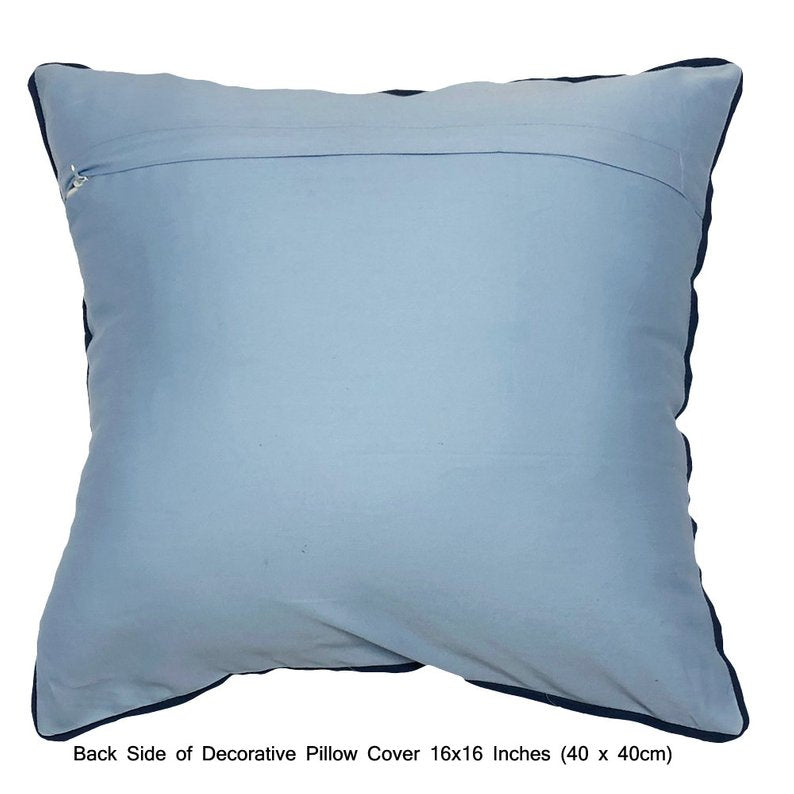 Blue Geometric Embrodiery - Light Blue, Dark Blue Velvet Duvet Cover Set