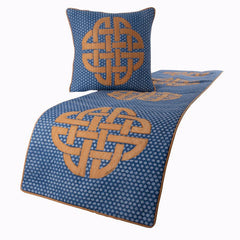 Cotton Blue Decorative Bed Runner and Cushion Cover - Denim Love