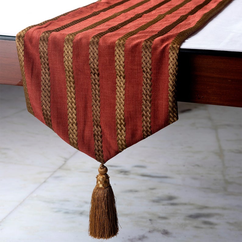 Sumac Stripe - Rust & Red Linen Decorative Table Runners