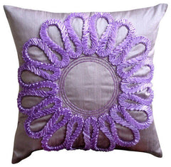 Gray Vine Blooms - Gray Art Silk Decorative Euro Sham