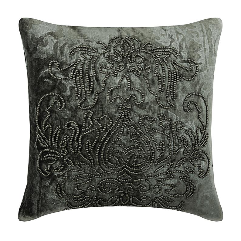 Steel Damask Silver Foil Throw Pillow Cover