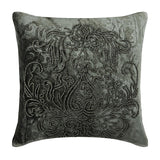 Steel Damask - Grey & Silver Velvet Throw Pillow Cover