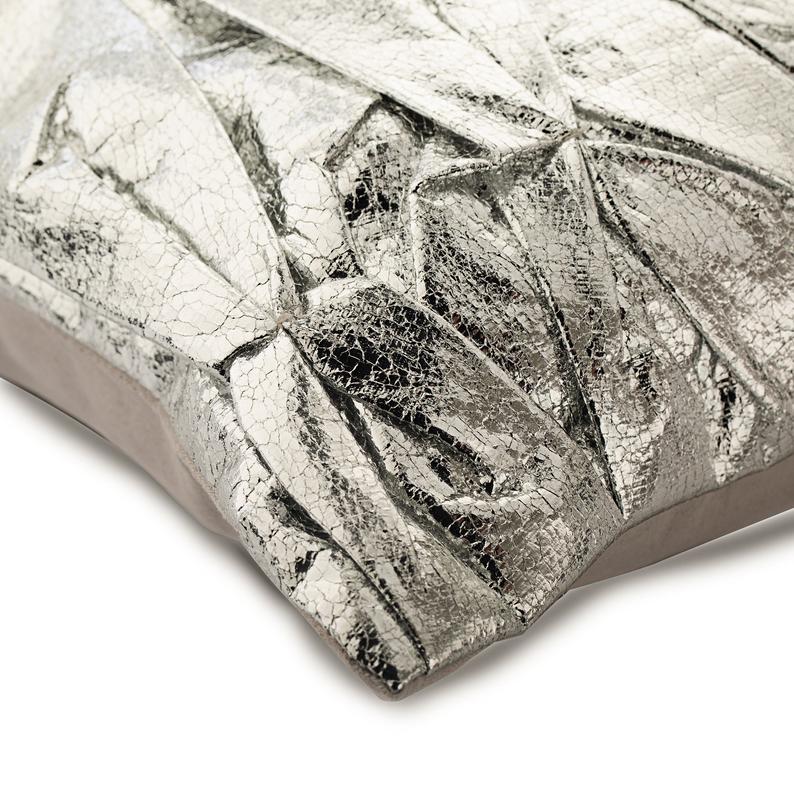 Stunning Silver Textured Throw Pillow Cover