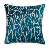 Teal Blue Spruce Velvet Leaf Throw Pillow Cover