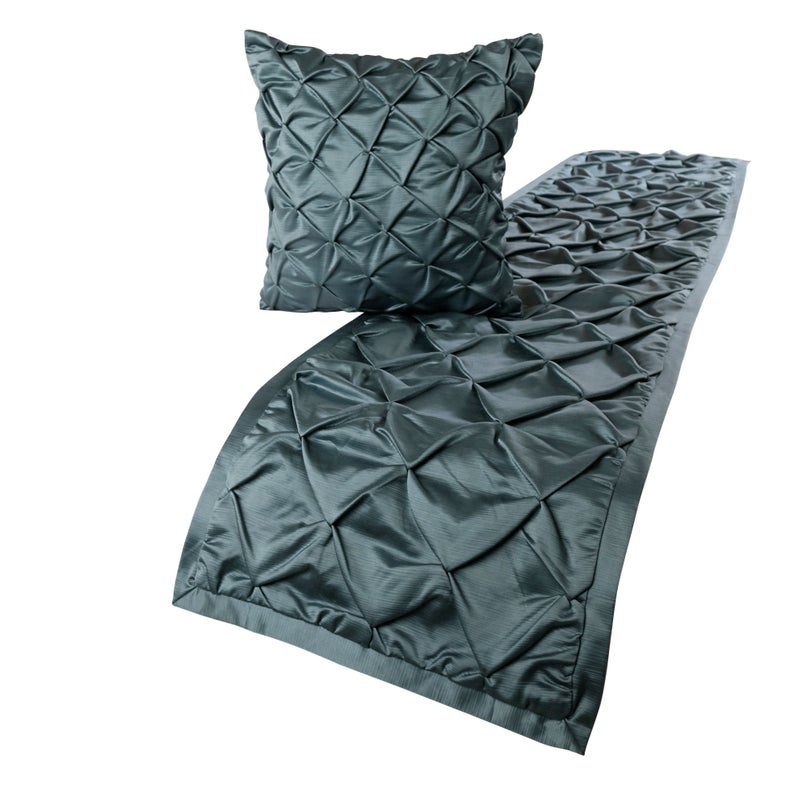 Blue Satin Decorative Bed Runner and Cushion Cover, Satin Nights