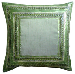 Green Envy - Green Art Silk Decorative Euro Sham