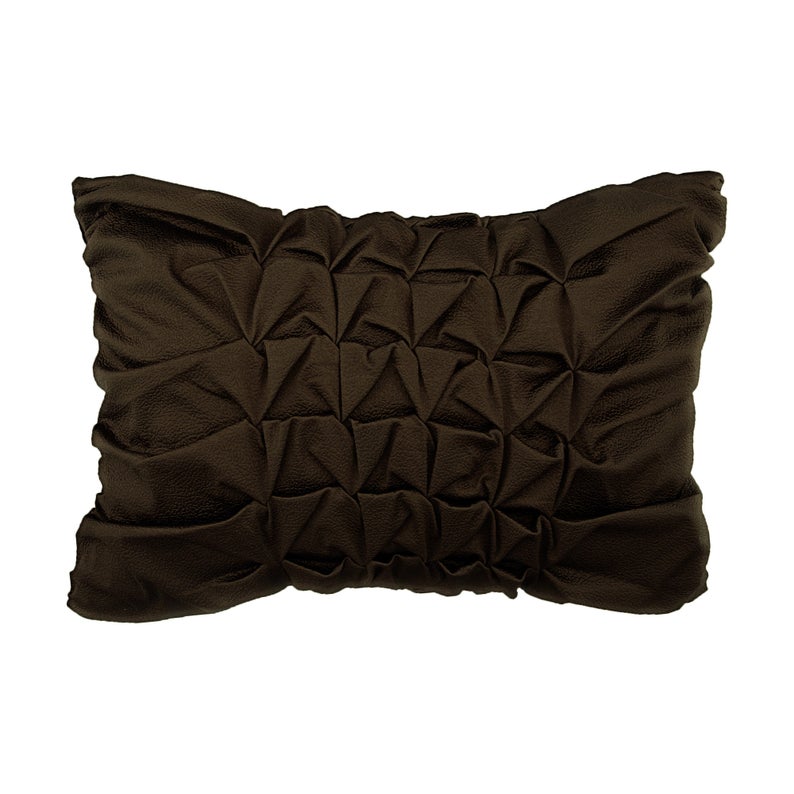Brown Faux Leather Decorative Lumbar Pillow Cover, Chocolate Muse