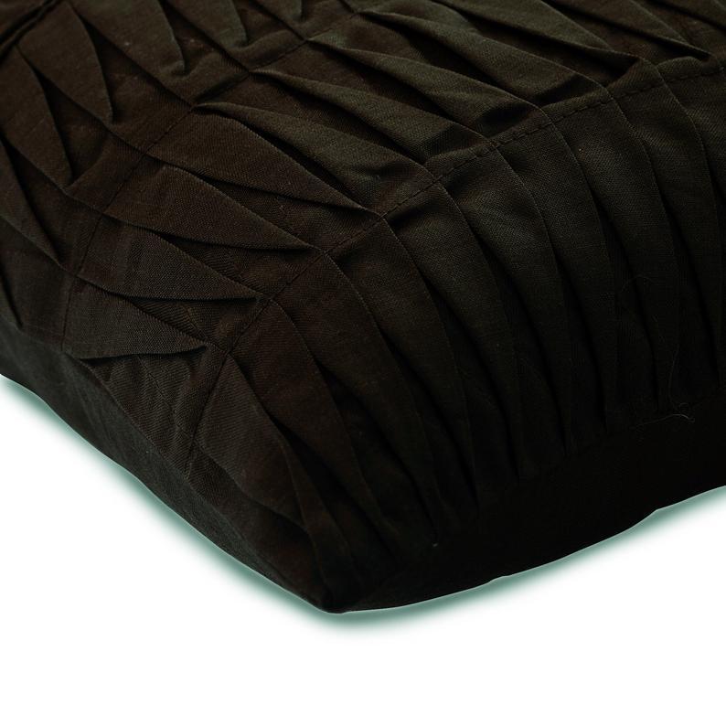 Brown Pintuck Block - Brown Linen Decorative Euro Sham