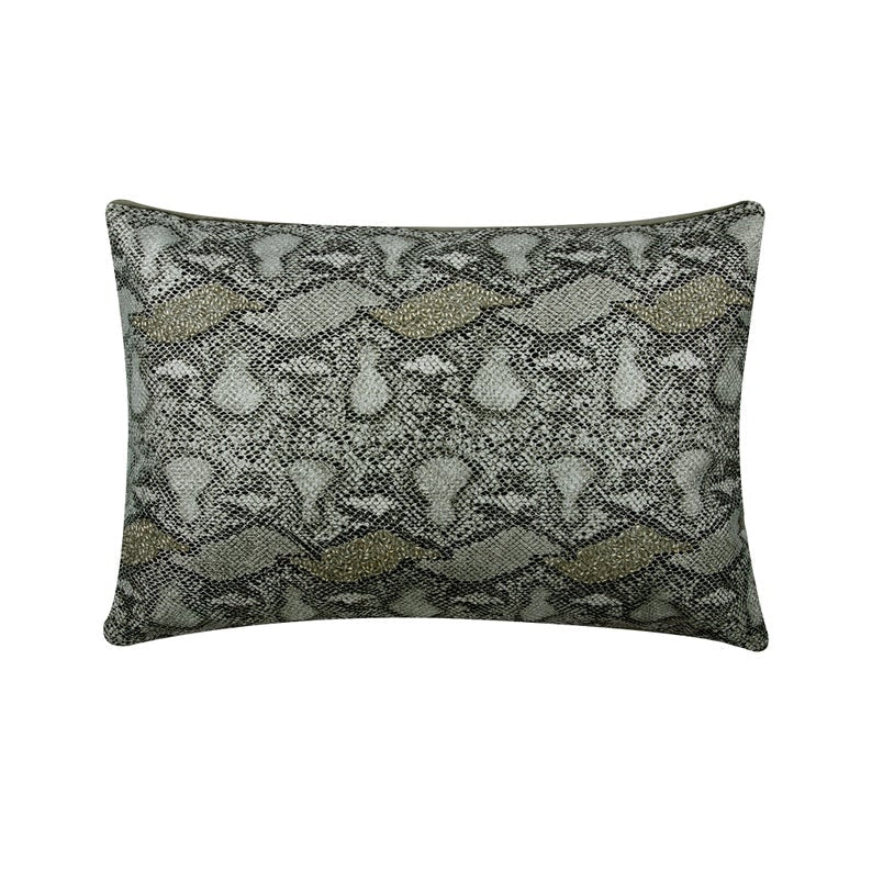 Silver Faux Leather Lumbar Pillow Cover, Animal Silver