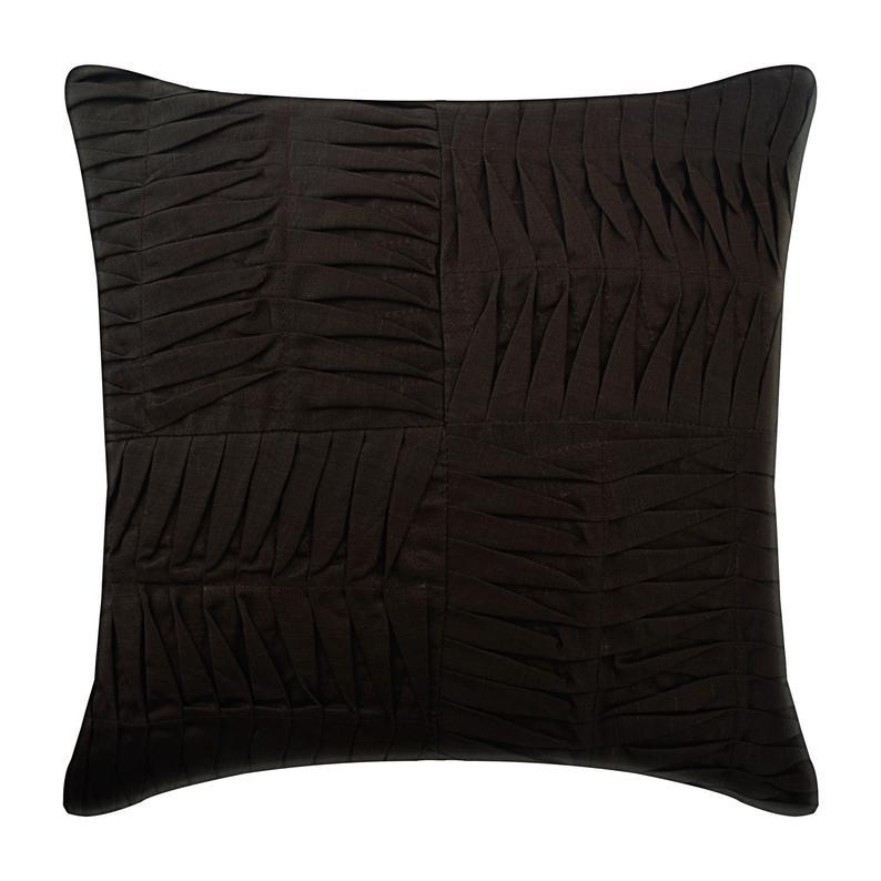 Brown Pintuck Block - Brown Linen Decorative Euro Sham