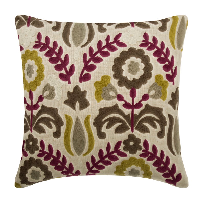 Folk Art Pillow Covers with Flowers & Leaves