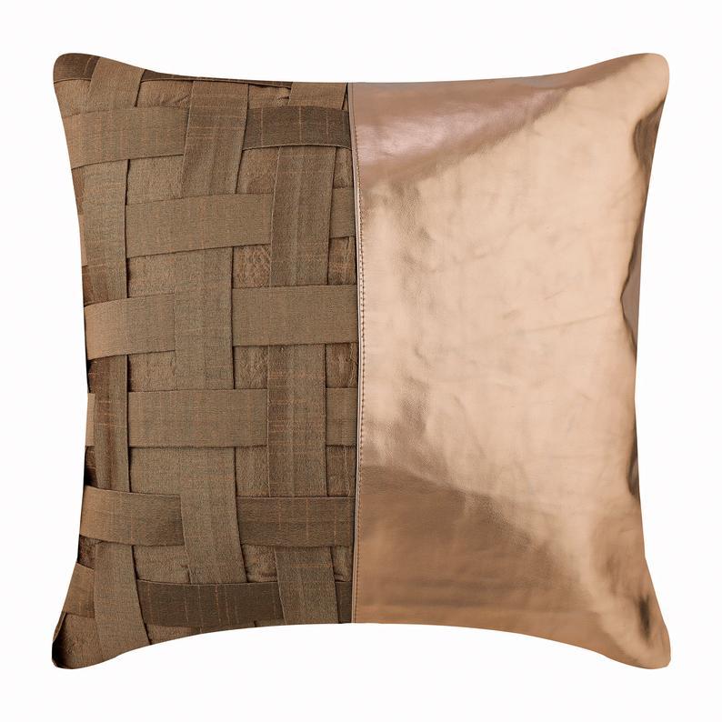 Brown N Half - Brown Art Silk Throw Pillow Cover