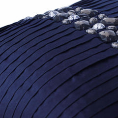 Navy Blue Crystals - Navy Blue Art Silk Throw Pillow Cover