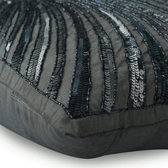 Silver Bloom - Gray Art Silk Decorative Euro Sham