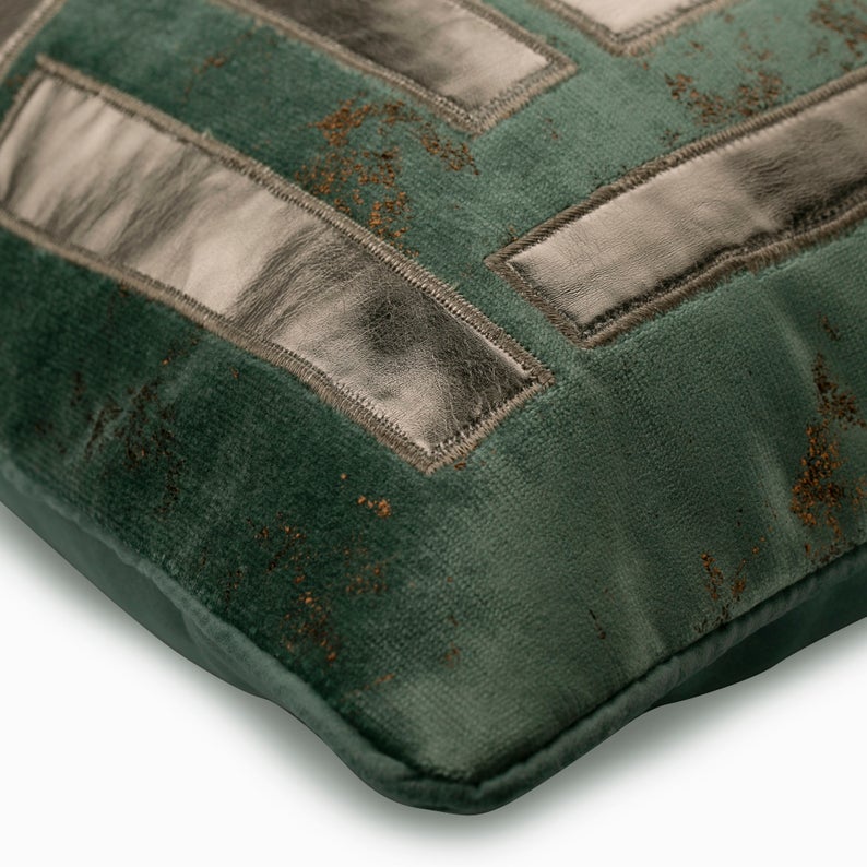 Teal Athena Blue Greek Key Euro Sham Cover
