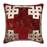Greek Frame Red Velvet Throw Pillow Cover