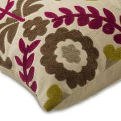 Folk Art Embroidered Floral Pillow Covers