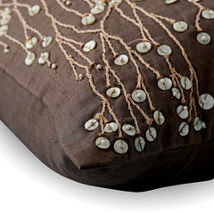 Nature Trail - Brown Cotton Linen Throw Pillow Cover