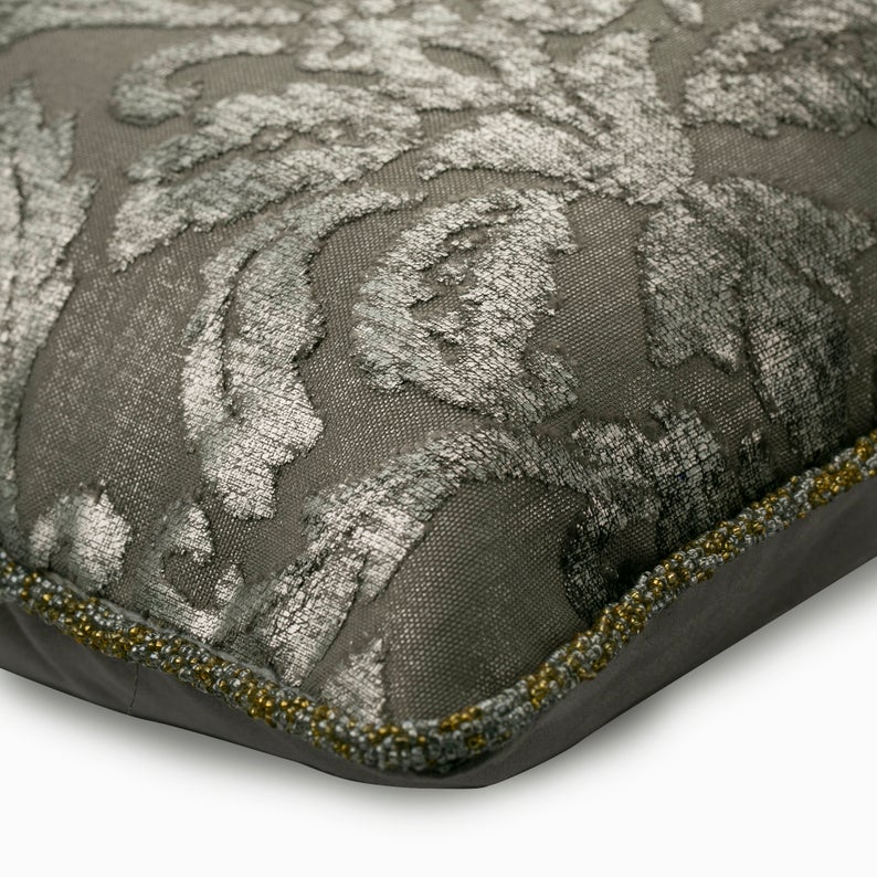 Blonde Damask - Gold Velvet Throw Pillow Cover