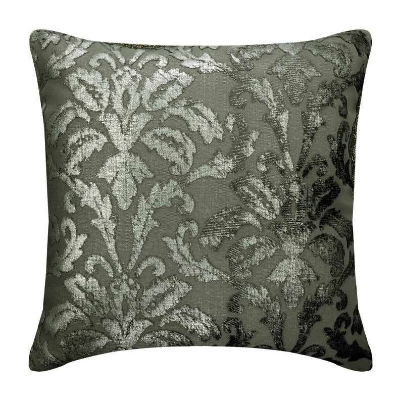 Damask Glitterati Silver Foil Throw Cushion Cover