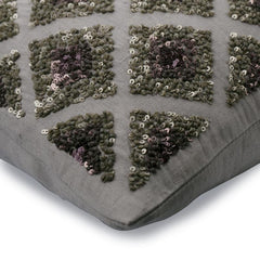 Winter Check Sequins Throw Cushion Cover