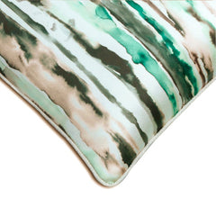 Verandah - Green Satin Throw Pillow Cover