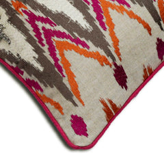 Ikat Love - Pink Cotton Throw Cushion Cover