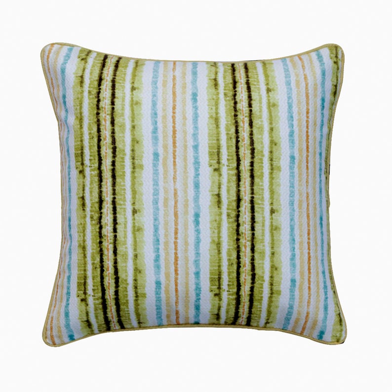 Stripe Up My LIfe Green Throw Cushion Cover