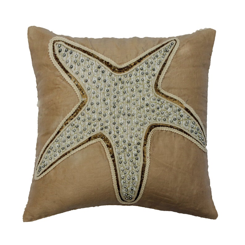 Starfish Spectrum Beaded Throw Cushion Cover