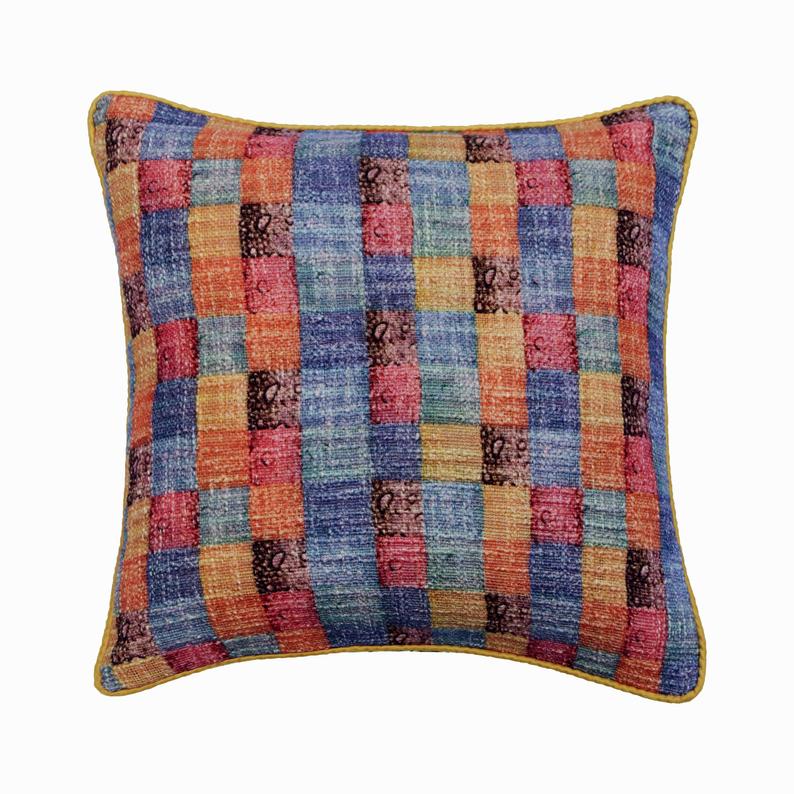 Hue Check Orange Throw Cushion Cover