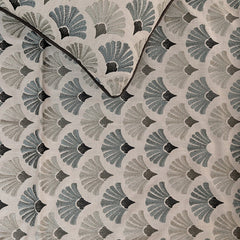 Flourish Bloom - Cotton Blue & Grey Decorative Bed Runner and Cushion Cover