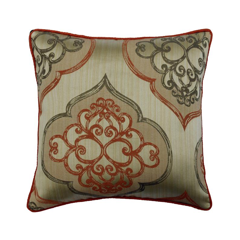 Orange Damask Galore Throw Pillow Cover
