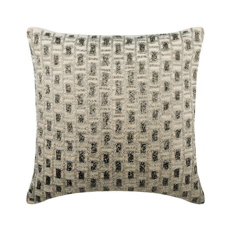 Charcoal Bricks - Charcoal Velvet Throw Pillow Cover