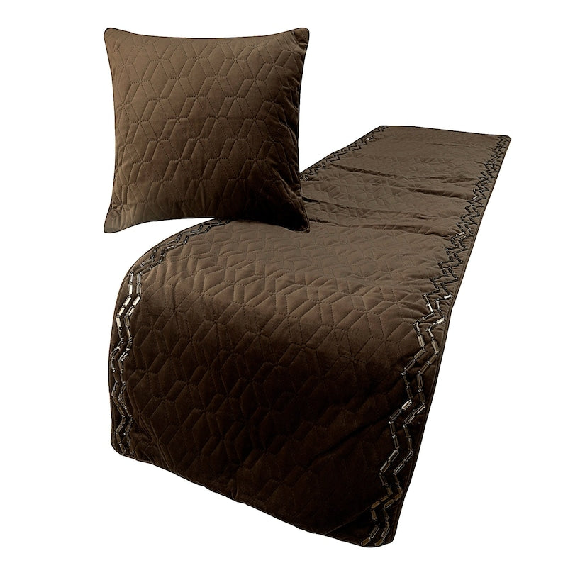 Brown Diamond Symphony Decorative Bed Runner and Cushion Cover