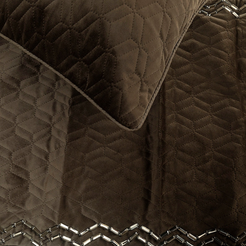 Brown Diamond Symphony Decorative Bed Runner and Cushion Cover