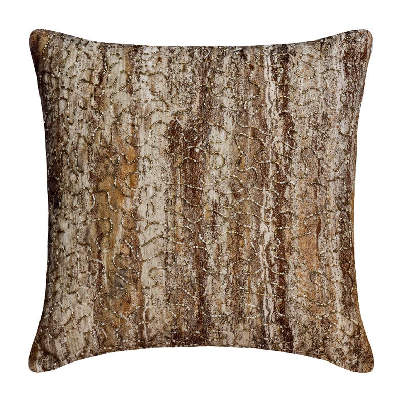 Time To Time Silver - Silver Silk Throw Pillow Cover