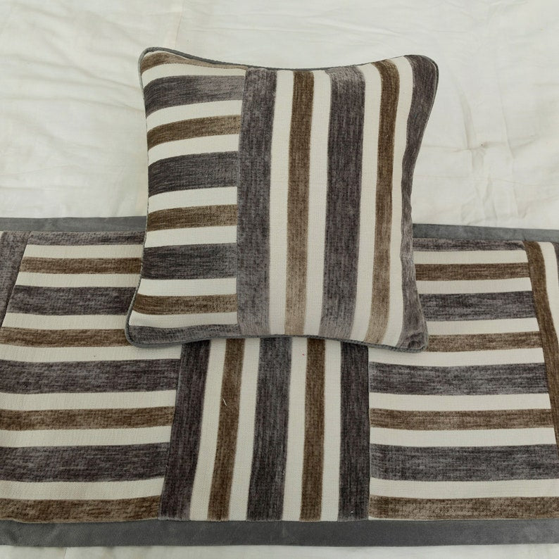 Striation Decorative Bed Runner and Cushion Cover