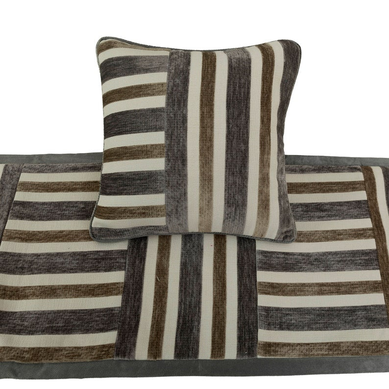 Striation Decorative Bed Runner and Cushion Cover