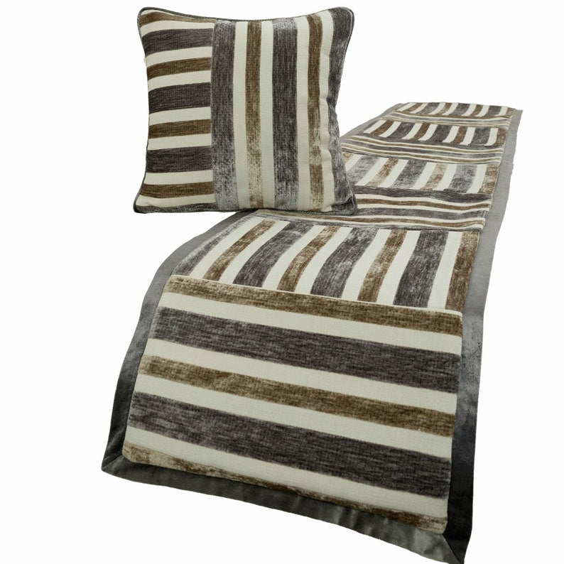 Striation Decorative Bed Runner and Cushion Cover